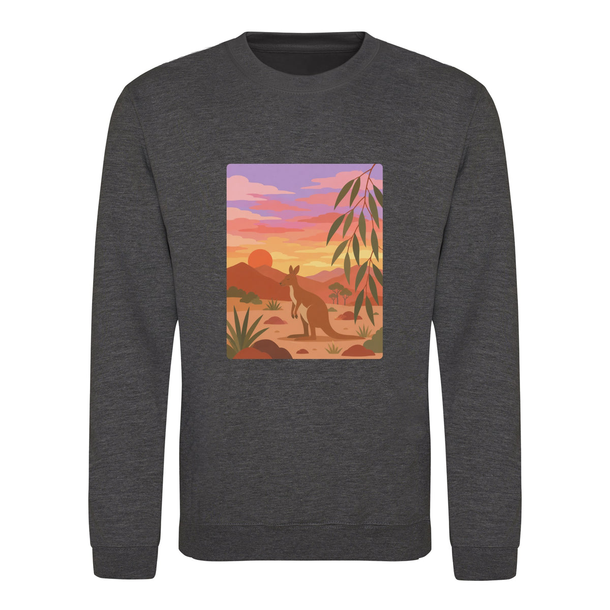 Kangaroo at Dusk Adult Sweatshirt - Wild Horizons Charcoal colour variant image