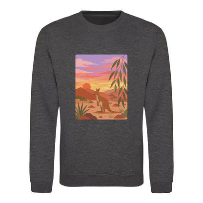 Kangaroo at Dusk Adult Sweatshirt - Wild Horizons Charcoal colour variant image