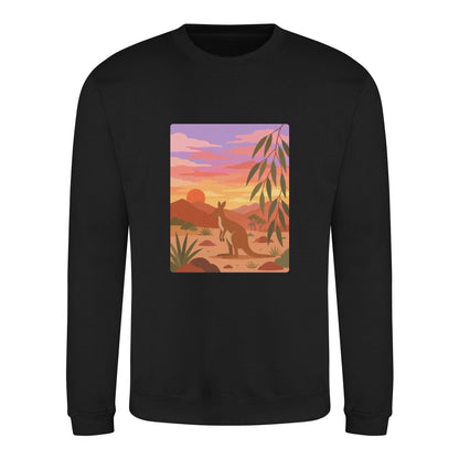 Kangaroo at Dusk Adult Sweatshirt - Wild Horizons Deep Black colour variant image