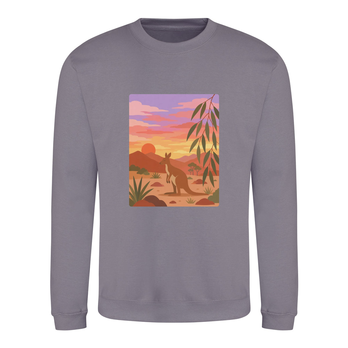 Kangaroo at Dusk Adult Sweatshirt - Wild Horizons Dusty Lilac colour variant image