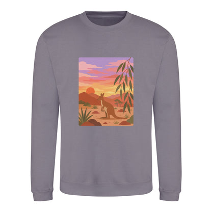 Kangaroo at Dusk Adult Sweatshirt - Wild Horizons Dusty Lilac colour variant image