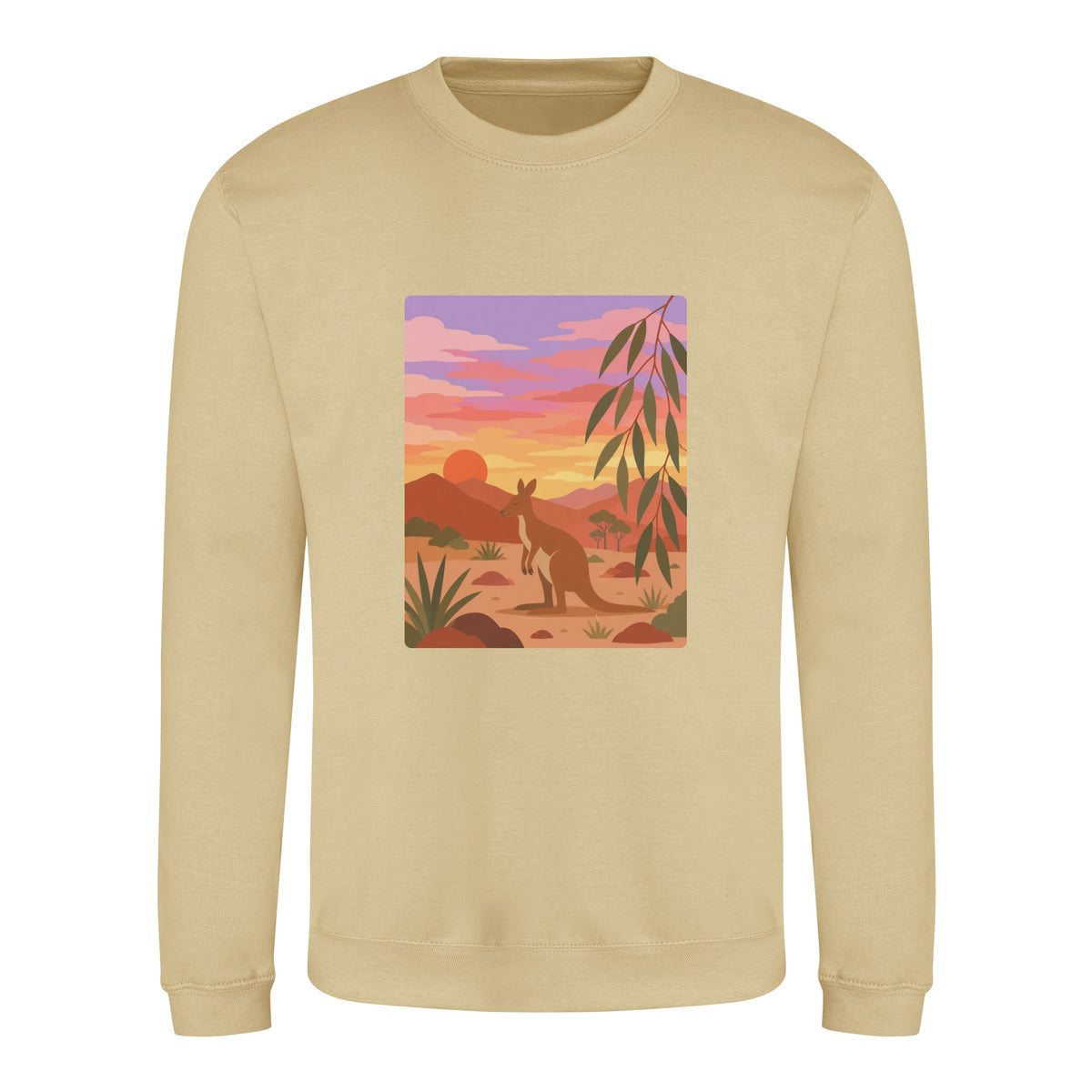 Kangaroo at Dusk Adult Sweatshirt - Wild Horizons Desert Sand colour variant image