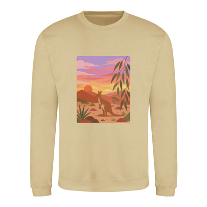 Kangaroo at Dusk Adult Sweatshirt - Wild Horizons Desert Sand colour variant image