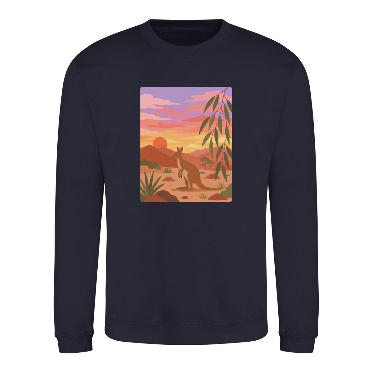 Kangaroo at Dusk Adult Sweatshirt - Wild Horizons French Navy colour variant image