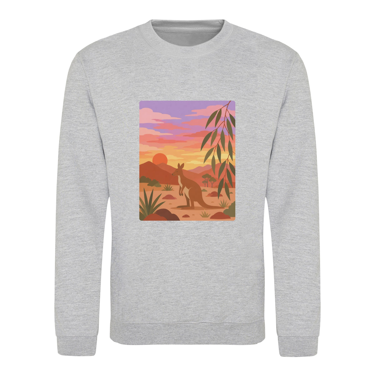 Kangaroo at Dusk Adult Sweatshirt - Wild Horizons Heather Grey colour variant image