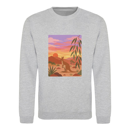 Kangaroo at Dusk Adult Sweatshirt - Wild Horizons Heather Grey colour variant image