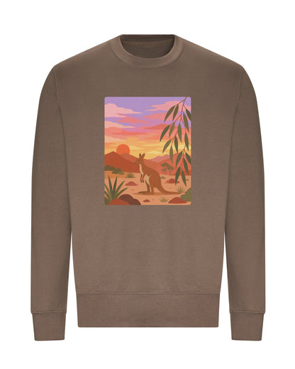 Kangaroo at Dusk Adult Sweatshirt - Wild Horizons Mocha Brown colour variant image
