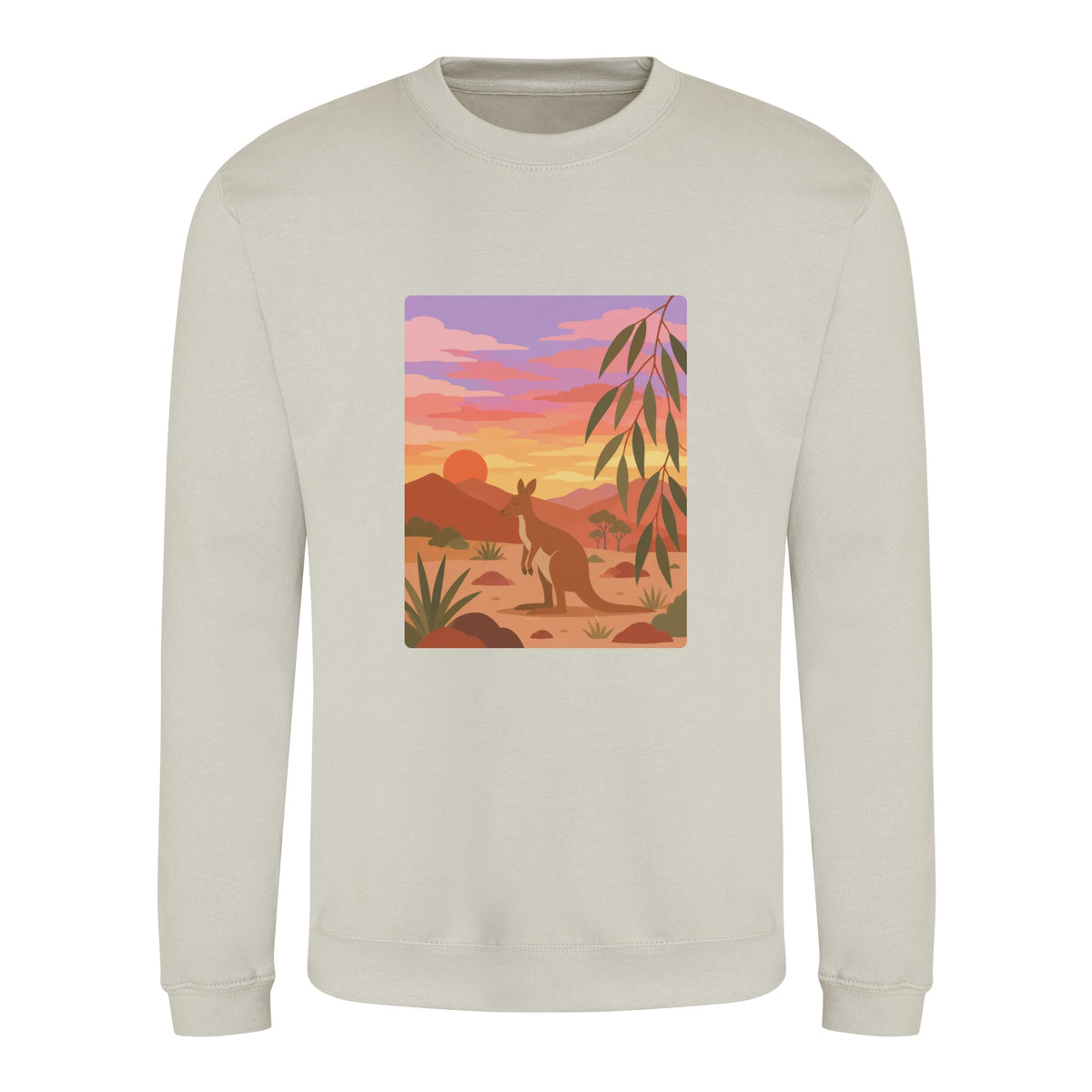 Kangaroo at Dusk Adult Sweatshirt - Wild Horizons Natural Stone colour variant image