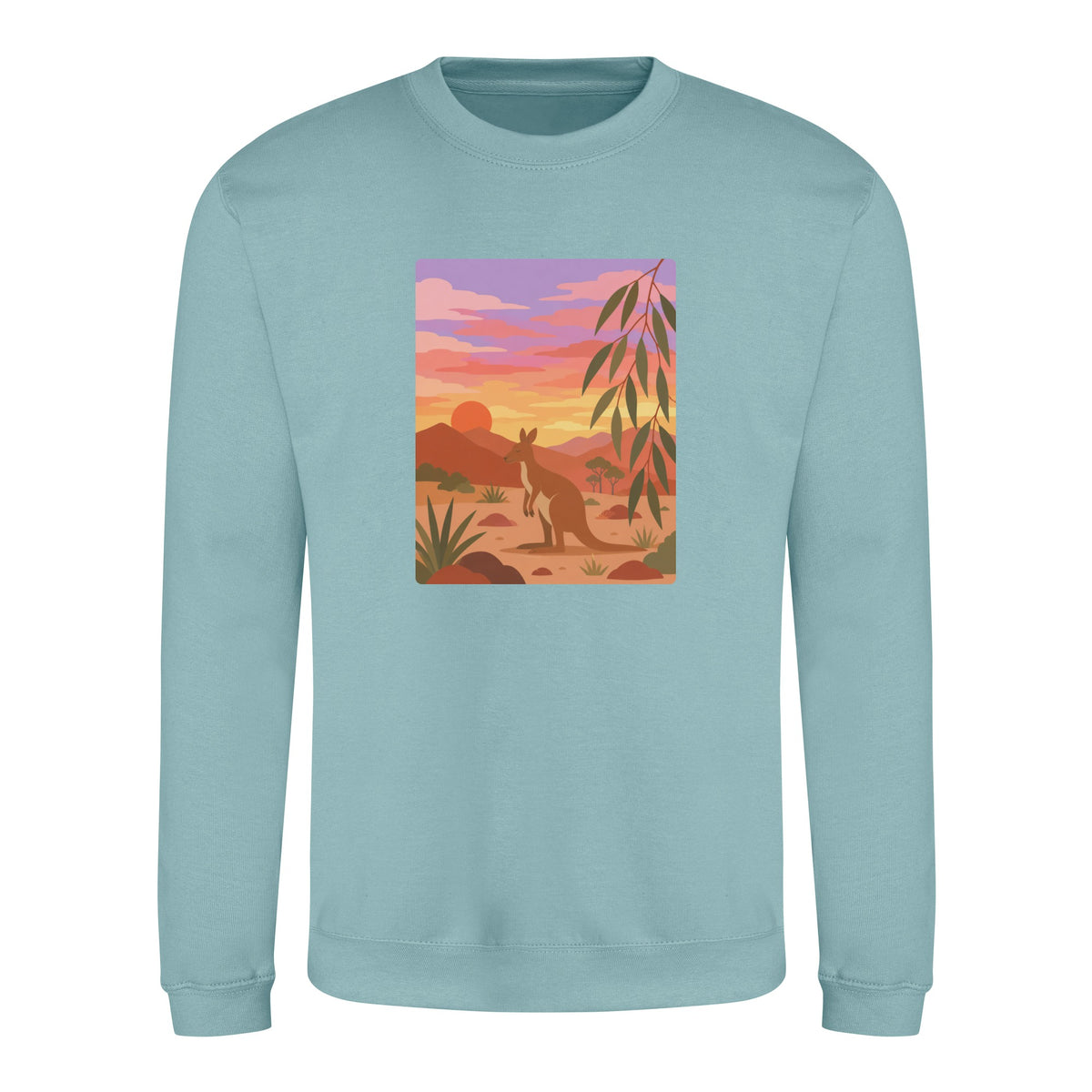 Kangaroo at Dusk Adult Sweatshirt - Wild Horizons Seafoam colour variant image