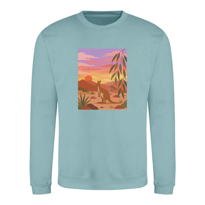 Kangaroo at Dusk Adult Sweatshirt - Wild Horizons Seafoam colour variant image