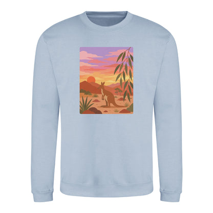 Kangaroo at Dusk Adult Sweatshirt - Wild Horizons Sky Blue colour variant image