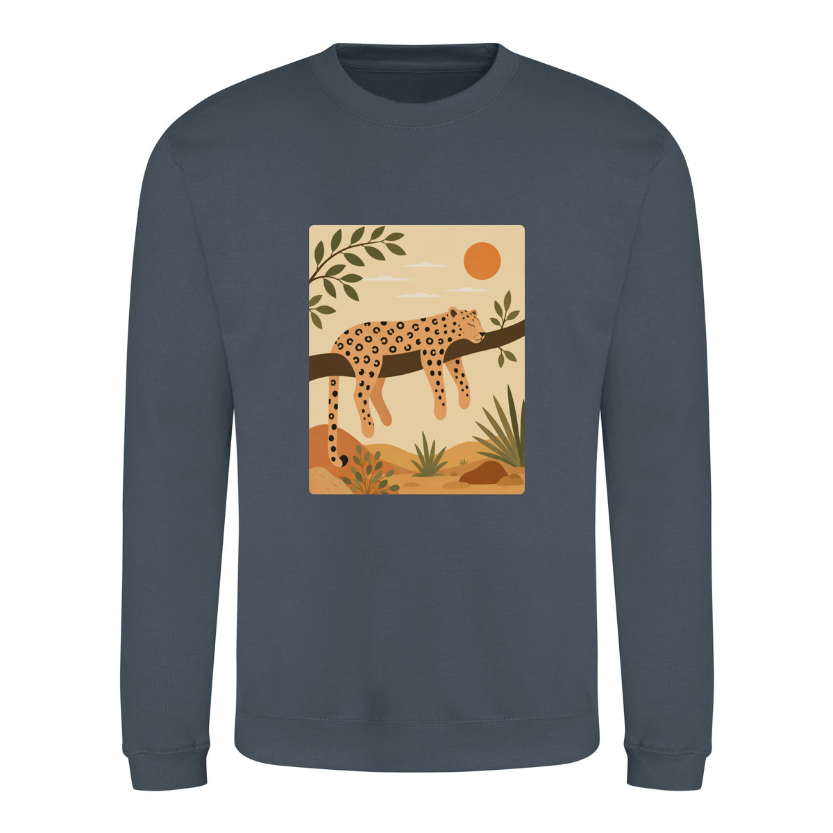 Leopard in the Shade Adult Sweatshirt - Wild Horizons Airforce Blue colour variant image