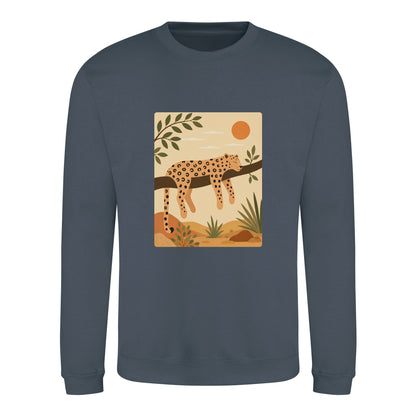 Leopard in the Shade Adult Sweatshirt - Wild Horizons Airforce Blue colour variant image