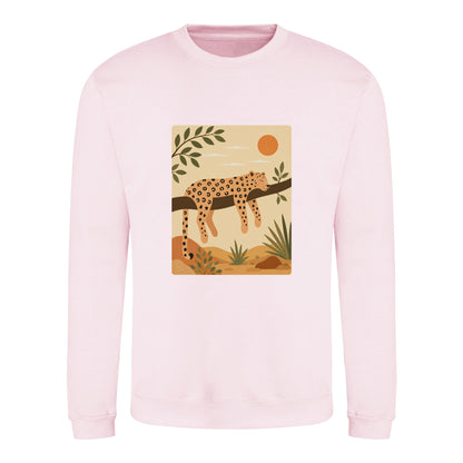 Leopard in the Shade Adult Sweatshirt - Wild Horizons Baby Pink colour variant image