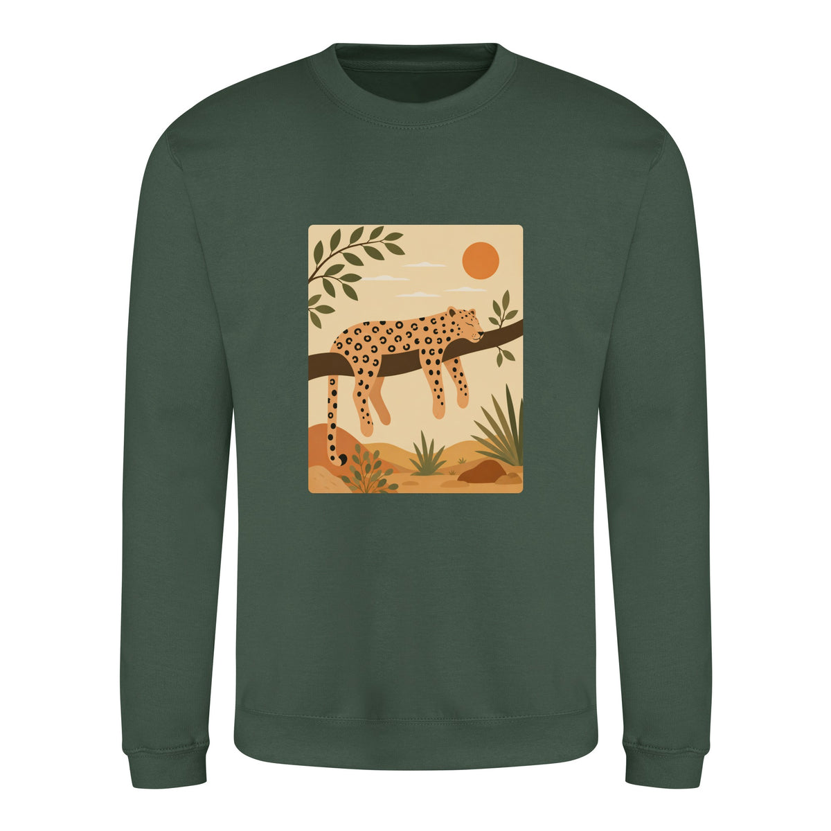 Leopard in the Shade Adult Sweatshirt - Wild Horizons Bottle Green colour variant image