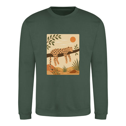 Leopard in the Shade Adult Sweatshirt - Wild Horizons Bottle Green colour variant image