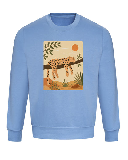 Leopard in the Shade Adult Sweatshirt - Wild Horizons Cornflower Blue colour variant image