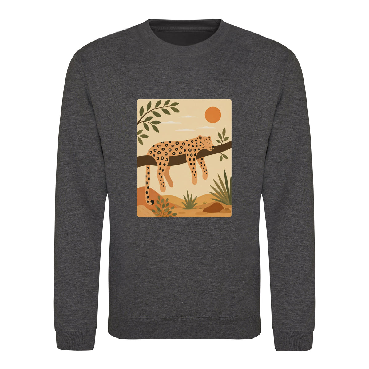 Leopard in the Shade Adult Sweatshirt - Wild Horizons Charcoal colour variant image