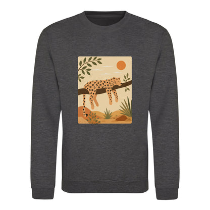 Leopard in the Shade Adult Sweatshirt - Wild Horizons Charcoal colour variant image