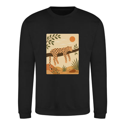 Leopard in the Shade Adult Sweatshirt - Wild Horizons Deep Black colour variant image