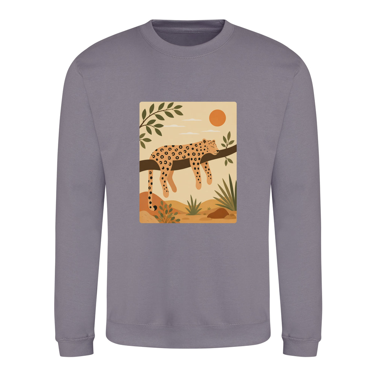 Leopard in the Shade Adult Sweatshirt - Wild Horizons Dusty Lilac colour variant image