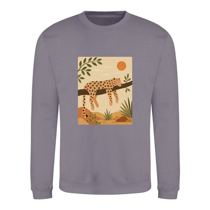 Leopard in the Shade Adult Sweatshirt - Wild Horizons Dusty Lilac colour variant image