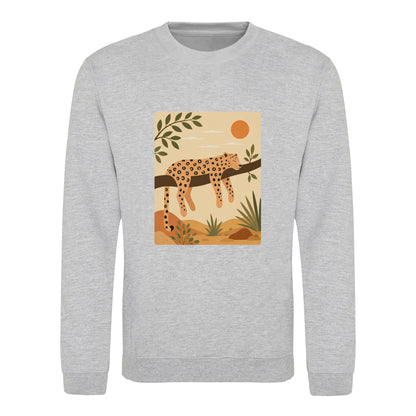 Leopard in the Shade Adult Sweatshirt - Wild Horizons Heather Grey colour variant image