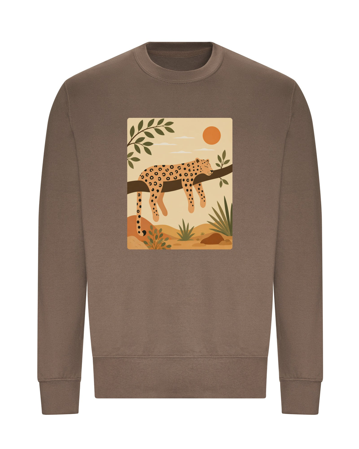 Leopard in the Shade Adult Sweatshirt - Wild Horizons Mocha Brown colour variant image