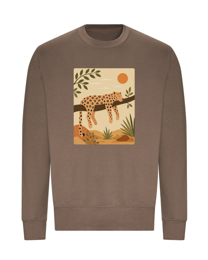 Leopard in the Shade Adult Sweatshirt - Wild Horizons Mocha Brown colour variant image