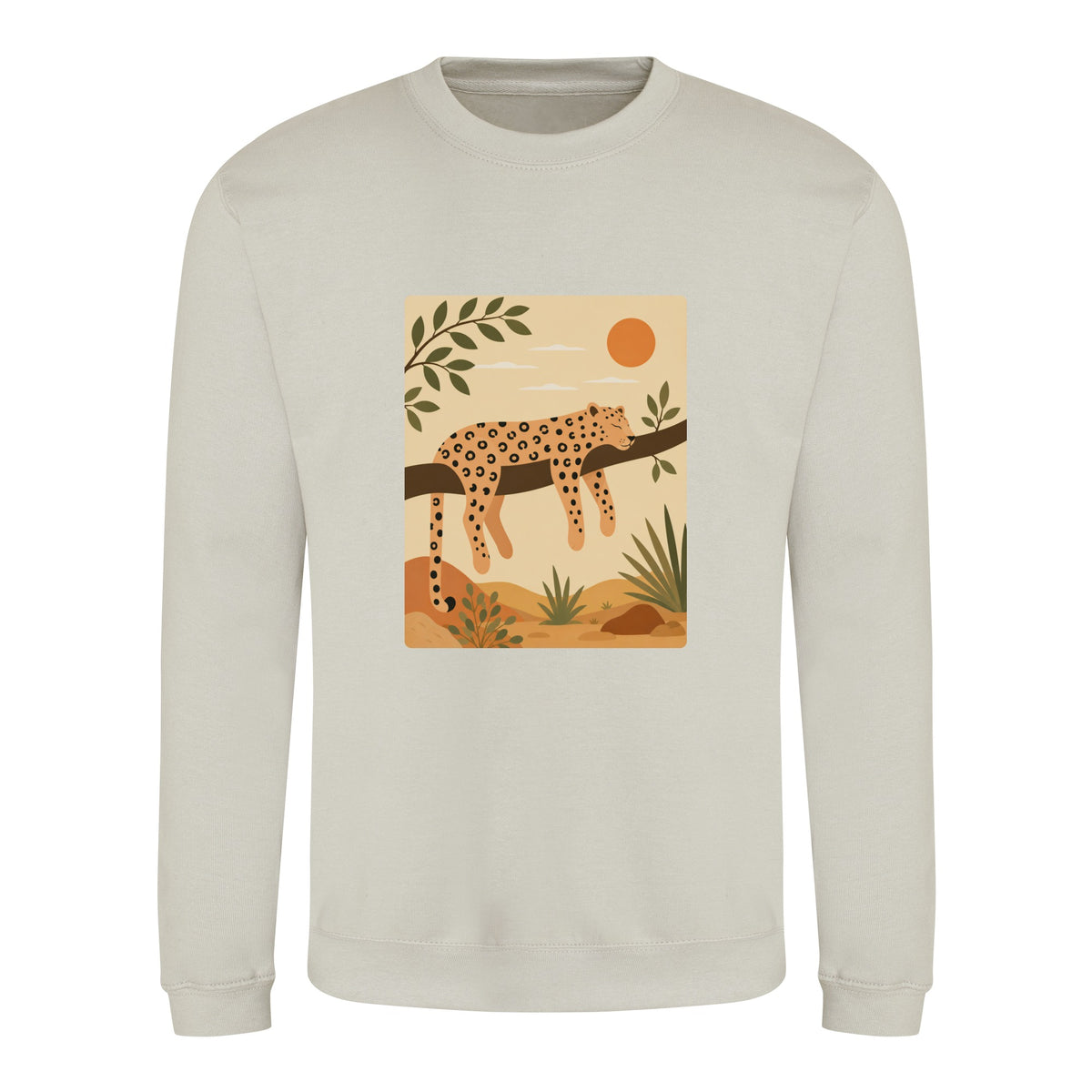 Leopard in the Shade Adult Sweatshirt - Wild Horizons Natural Stone colour variant image