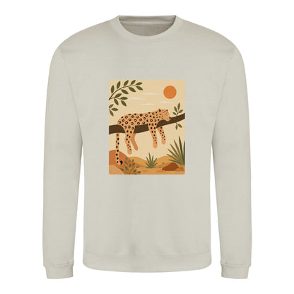 Leopard in the Shade Adult Sweatshirt - Wild Horizons Natural Stone colour variant image