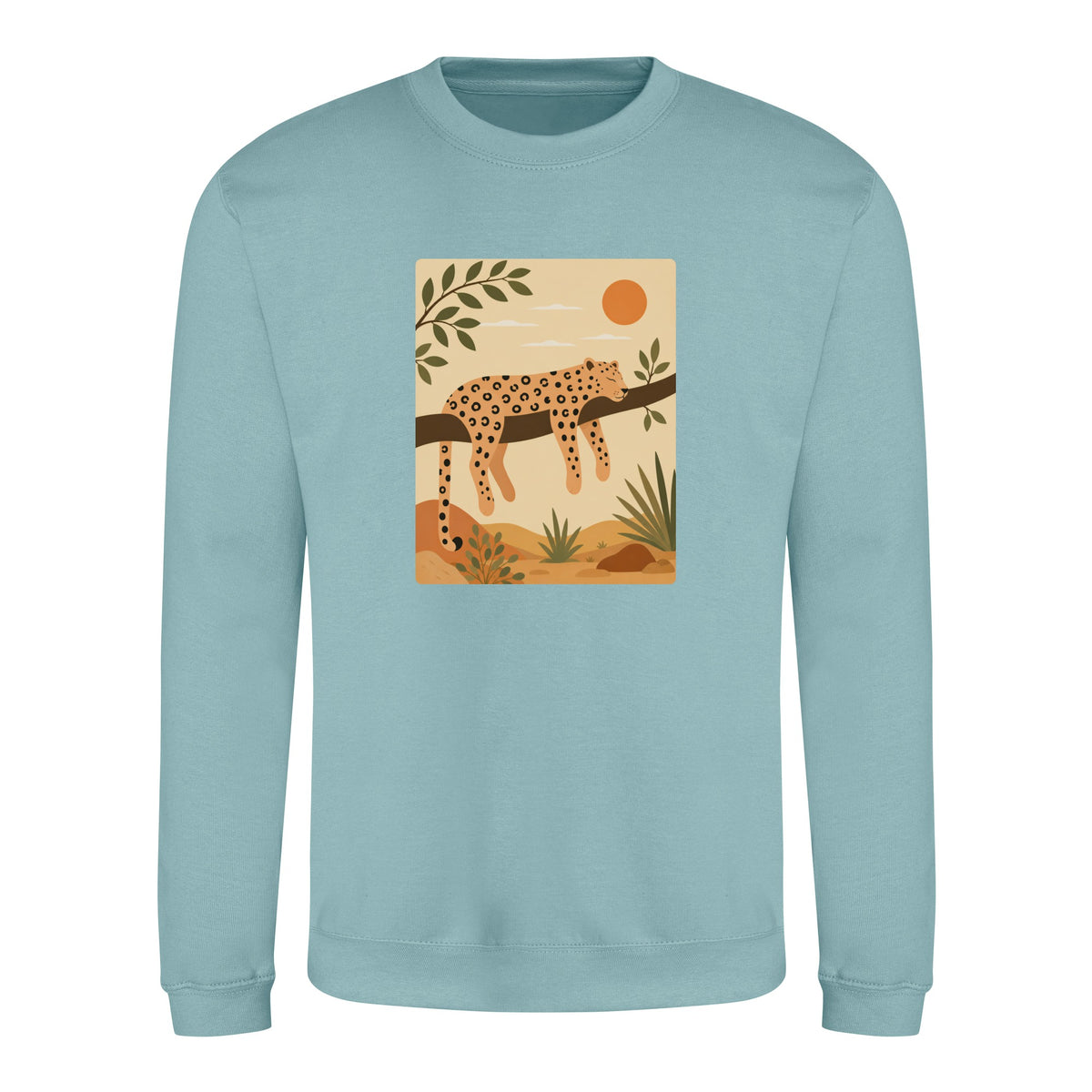 Leopard in the Shade Adult Sweatshirt - Wild Horizons Seafoam colour variant image