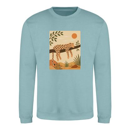 Leopard in the Shade Adult Sweatshirt - Wild Horizons Seafoam colour variant image