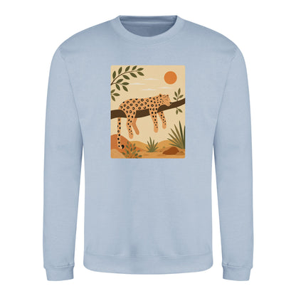 Leopard in the Shade Adult Sweatshirt - Wild Horizons Sky Blue colour variant image