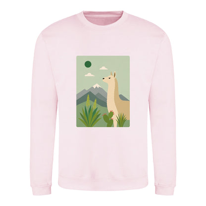 Llama in the Highlands Adult Sweatshirt - Wild Horizons Baby Pink colour variant image