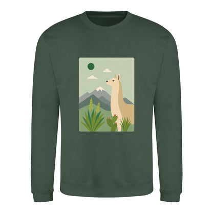 Llama in the Highlands Adult Sweatshirt - Wild Horizons Bottle Green colour variant image