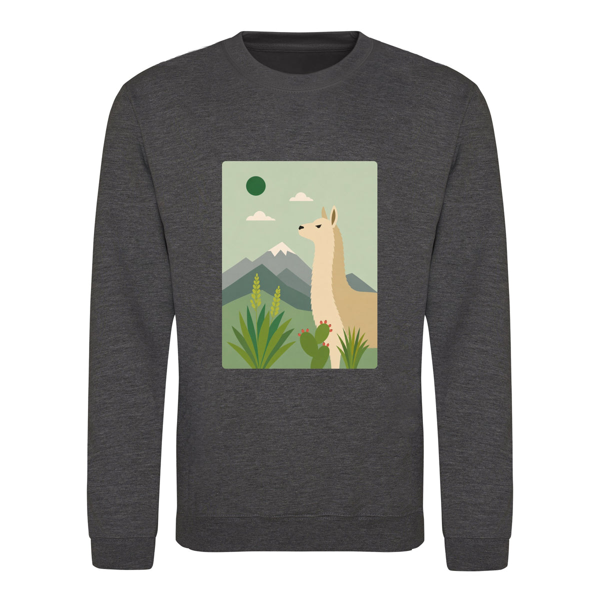 Llama in the Highlands Adult Sweatshirt - Wild Horizons Charcoal colour variant image