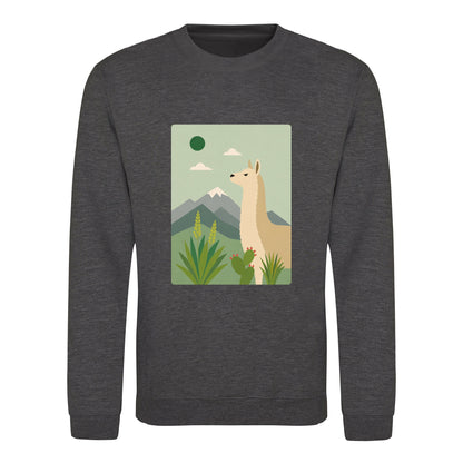Llama in the Highlands Adult Sweatshirt - Wild Horizons Charcoal colour variant image