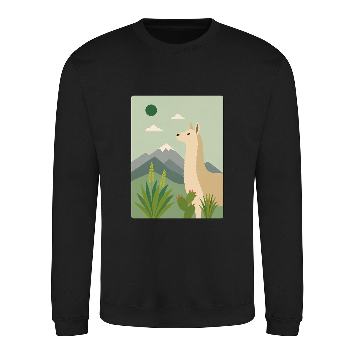 Llama in the Highlands Adult Sweatshirt - Wild Horizons Deep Black colour variant image