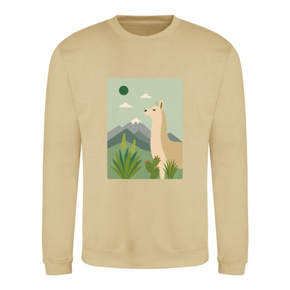 Llama in the Highlands Adult Sweatshirt - Wild Horizons Desert Sand colour variant image
