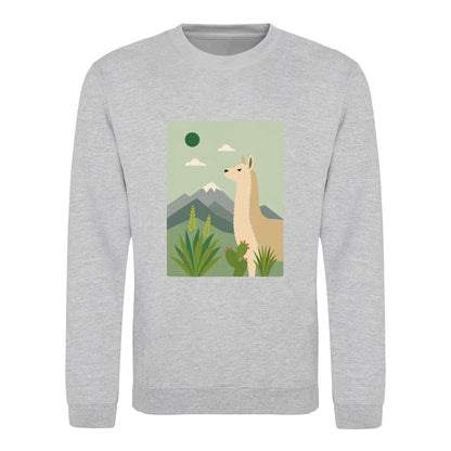 Llama in the Highlands Adult Sweatshirt - Wild Horizons Heather Grey colour variant image