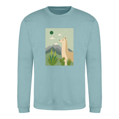 Llama in the Highlands Adult Sweatshirt - Wild Horizons Seafoam colour variant image