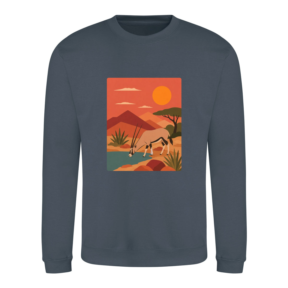 Oryx at the Waterhole Adult Sweatshirt - Wild Horizons Airforce Blue colour variant image