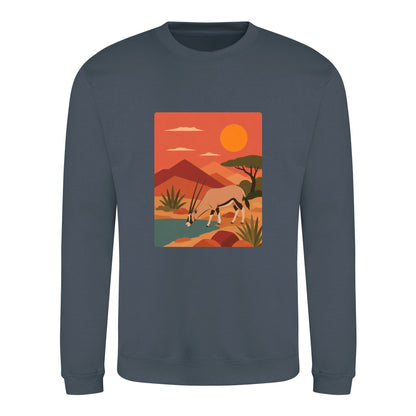 Oryx at the Waterhole Adult Sweatshirt - Wild Horizons Airforce Blue colour variant image