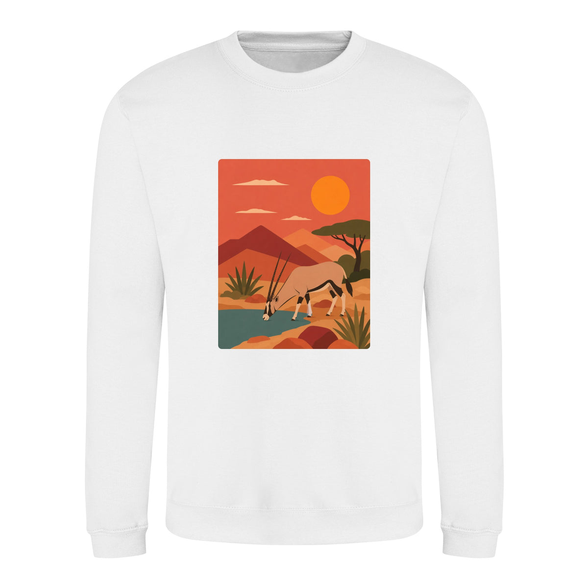 Oryx at the Waterhole Adult Sweatshirt - Wild Horizons Arctic White colour variant image