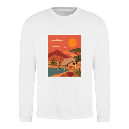 Oryx at the Waterhole Adult Sweatshirt - Wild Horizons Arctic White colour variant image