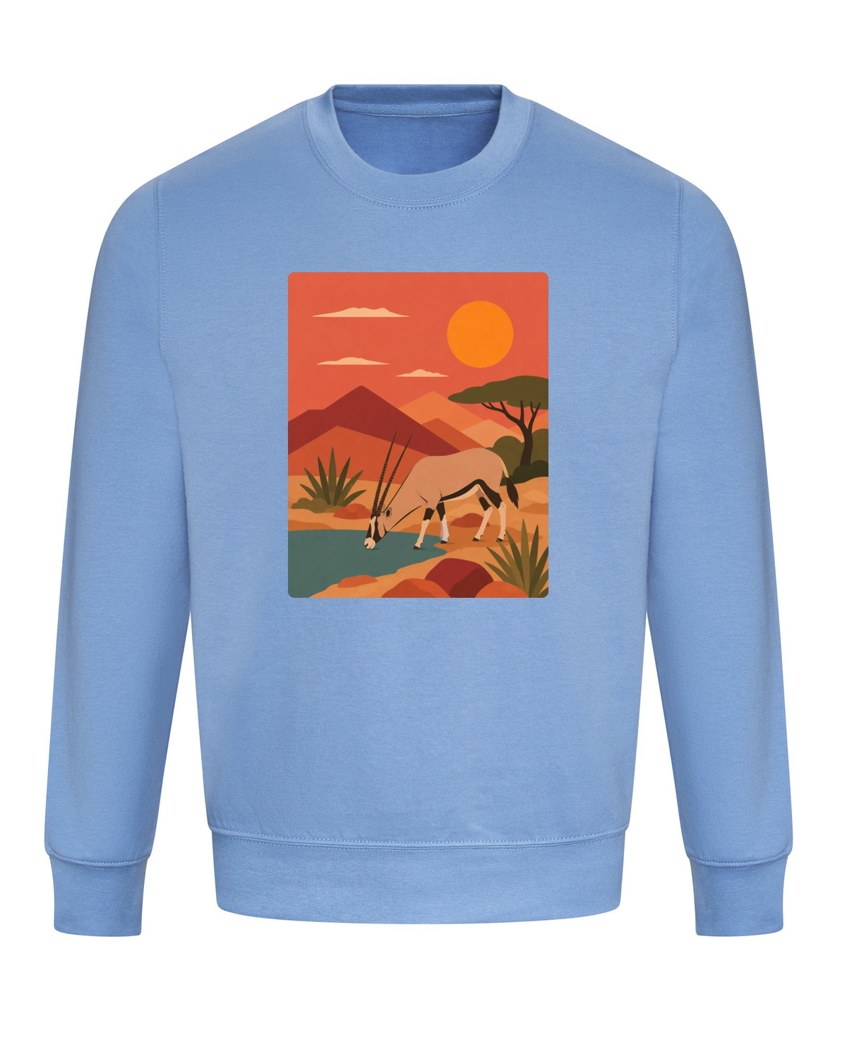Oryx at the Waterhole Adult Sweatshirt - Wild Horizons Cornflower Blue colour variant image
