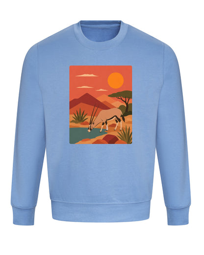 Oryx at the Waterhole Adult Sweatshirt - Wild Horizons Cornflower Blue colour variant image