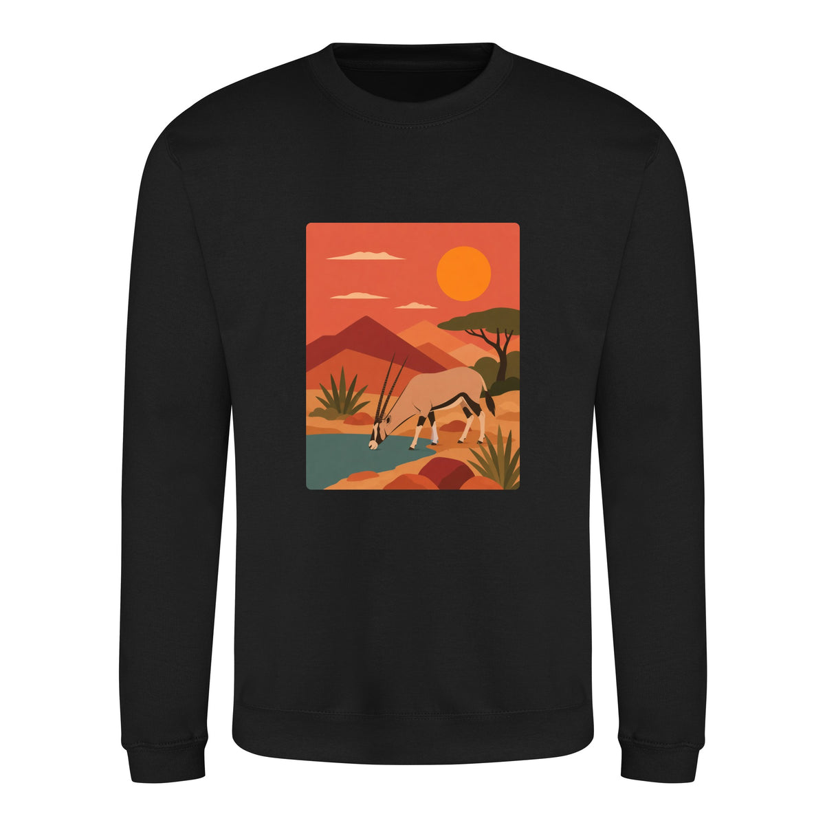 Oryx at the Waterhole Adult Sweatshirt - Wild Horizons Deep Black colour variant image