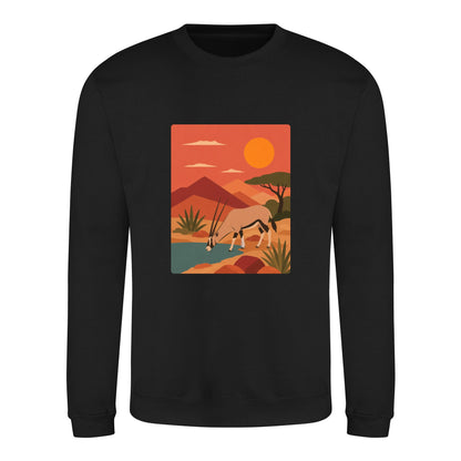 Oryx at the Waterhole Adult Sweatshirt - Wild Horizons Deep Black colour variant image
